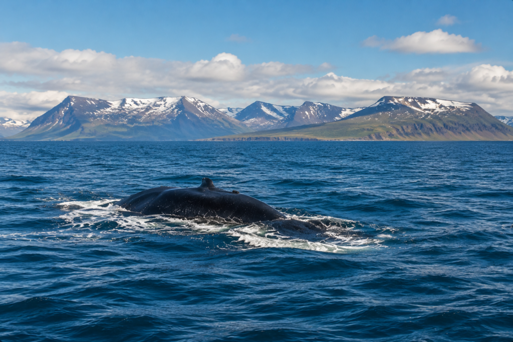 Posmatranje kitova na Islandu kit na okeanu kod reykjavika