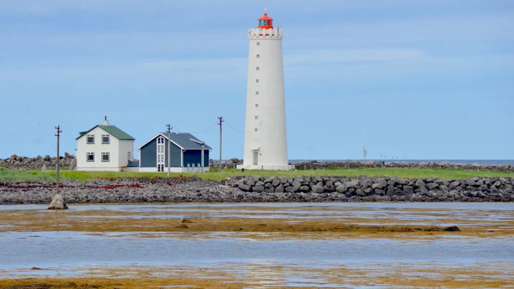 Grótta lighthouse and the coastal landscape near Reykjavík